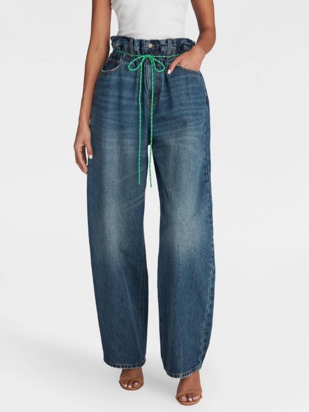 KBB by Kahlana Barfield Barrel Leg “The Paper Bag Jean” Dark Wash